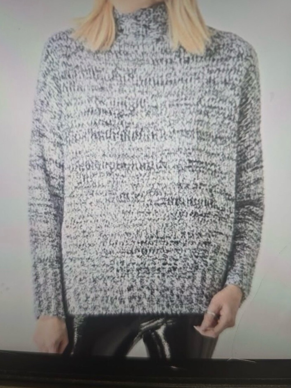 Alice & Olivia Marbled Mock-Neck Sweater Wool Cashmere-Medium